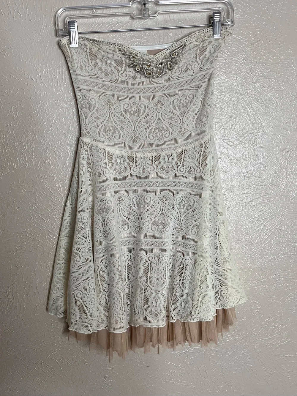 Free people strapless lace skater dress ivory